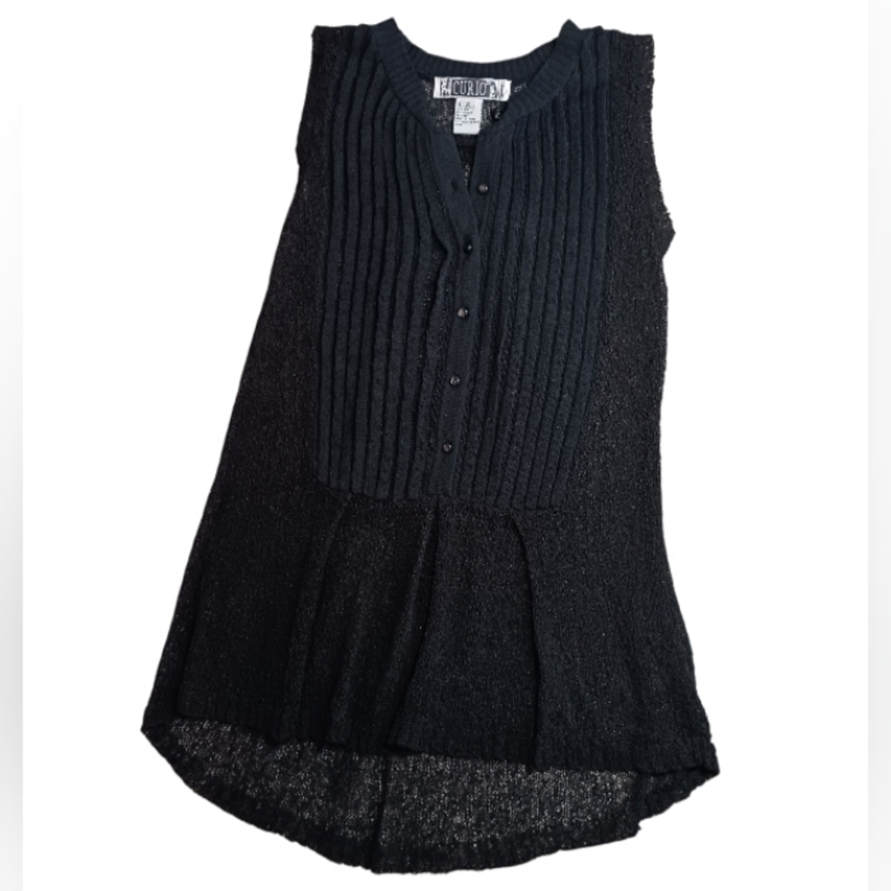 Curio Knit Sleeveless Women's Top Black Sz S